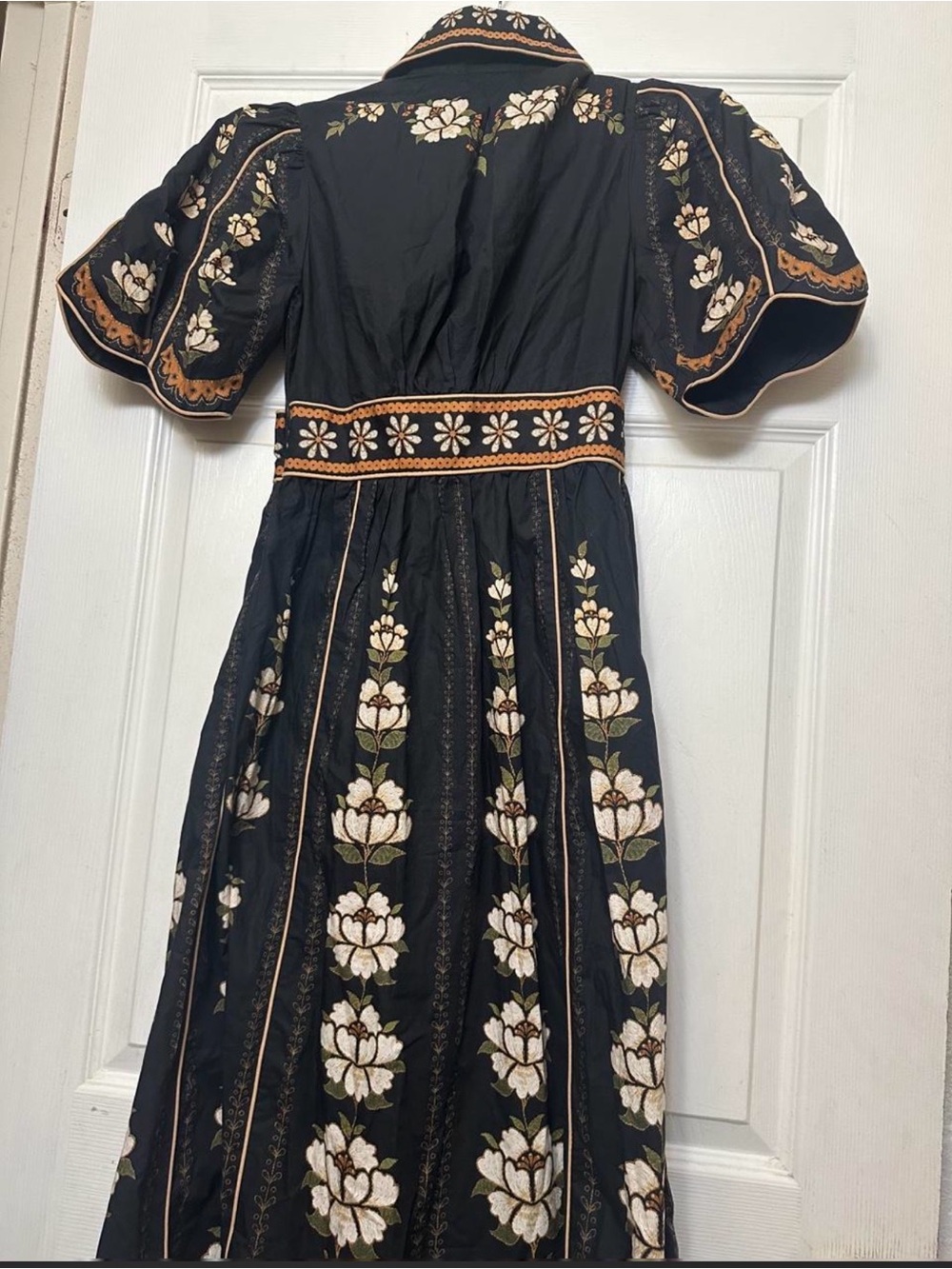 FARM Rio Black Midi Dress with Gold Floral Motif - Picture 4 of 6